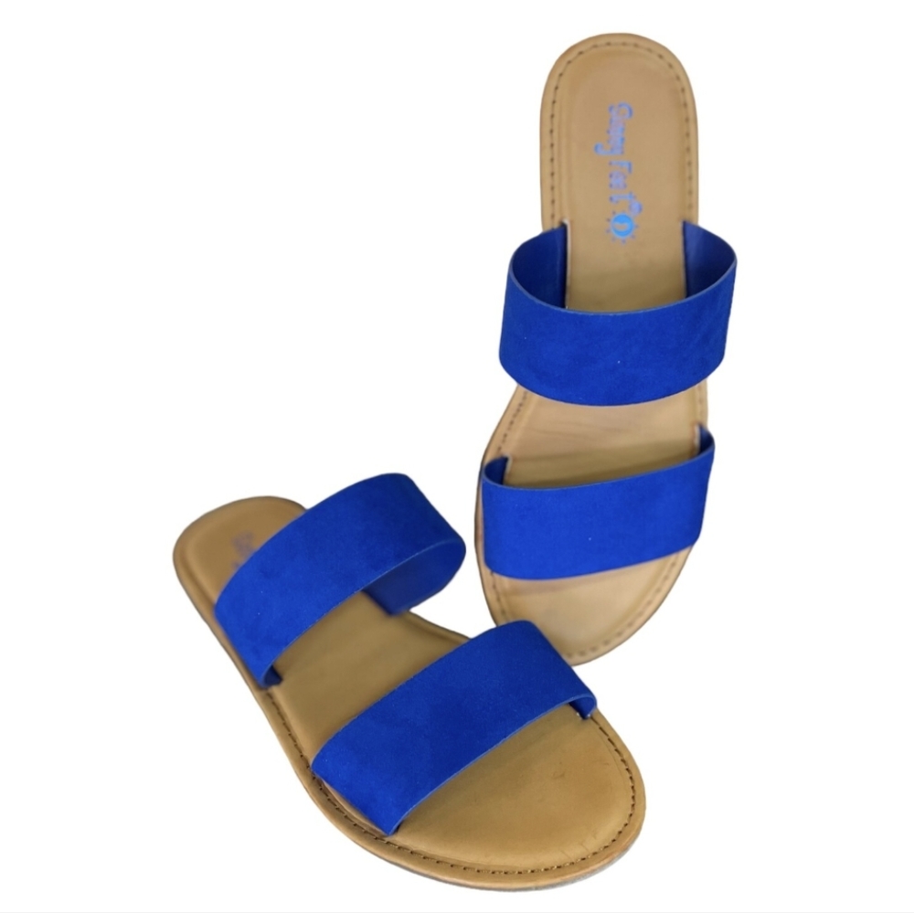 Royal Blue Ocean Line Slide-on Sandals